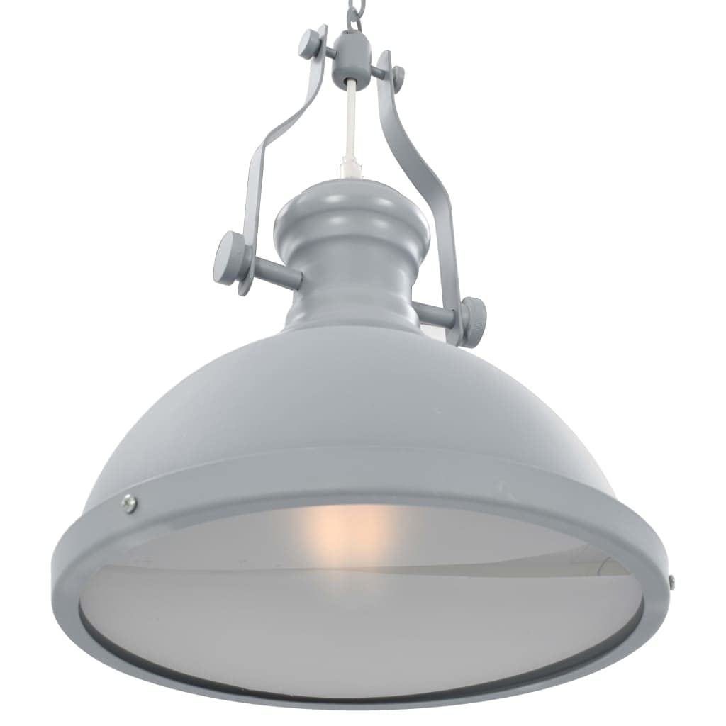 vidaXL Deckenleuchte Industriell Pendelleuchte Hängeleuchte Pendellampe Hängelampe Deckenlampe Wohnzimmer Lampe Leuchte Grau Rund E27 Acryl