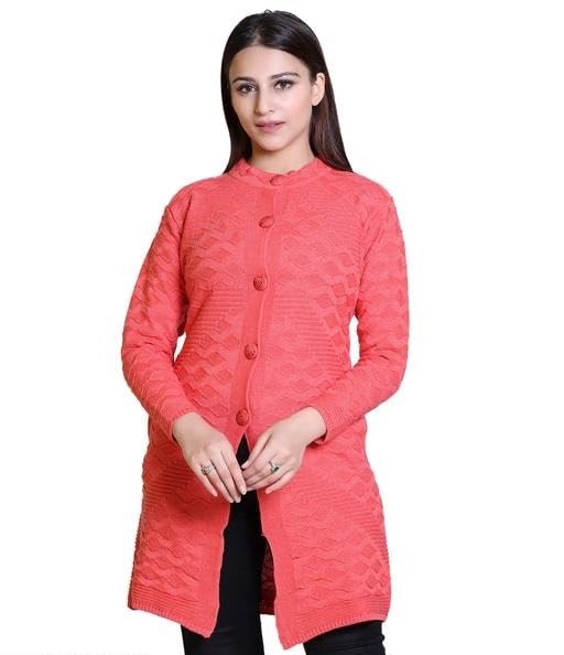 Women Woven Collared Neck Red Sweater Sweater_012_Parent-picture-43