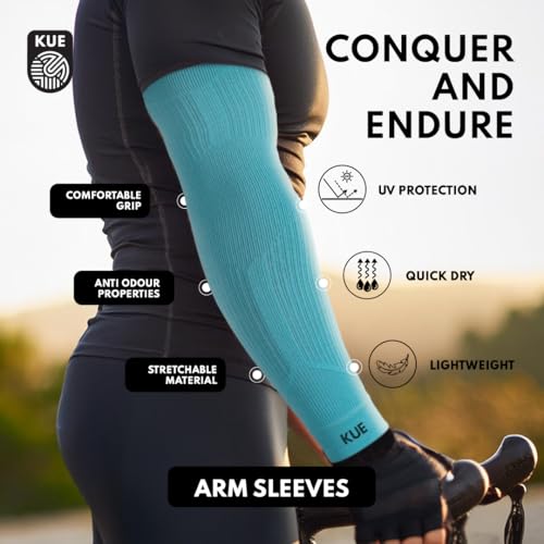Image of KUE Compression Arm Sleeves for Men Women | Improves Blood Circulation Joint Pain Relief | UV Sun Protection Cooling Sports for Running, Cricket, Gym, Cycling, Biking