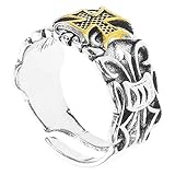 AMUSLESUR Anillo Masculino Vintage Cruz Abierto Ajustable Aleación de Zinc Bicolor Decoración de Anillo de Dedo para Fiestas y Uso Diario Joyería para Hombre Elegante