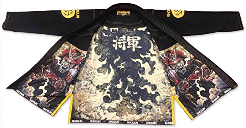 SHOGUN Fight Brazilian Jiu Jitsu Gi Samurai Premium 450g Pearl Weave Cotton BJJ, Black A3
