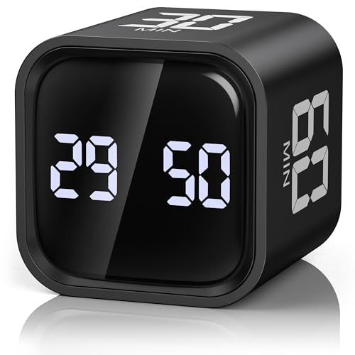 ORIA Pomodoro Timer Cube for Productivity & ADHD 100-Min Flip Desk Timer with 5-60 Min Preset & Custom Countdown Silent Vibration Alarm Rechargeable Digital Timer for Study Meetings Work Focus