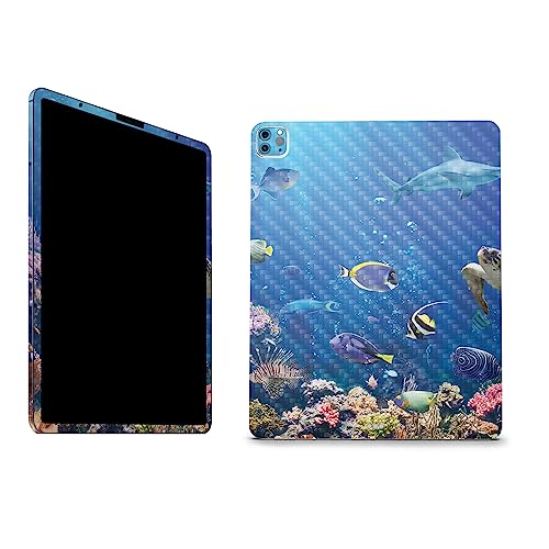 Image of MightySkins Carbon Fiber Skin Compatible with Apple iPad Pro 12.9 inch M2 6th Gen (2022) Full Wrap Kit - Reef Life | Protective, Durable Textured Carbon Fiber Finish | Easy to Apply | Made in The USA