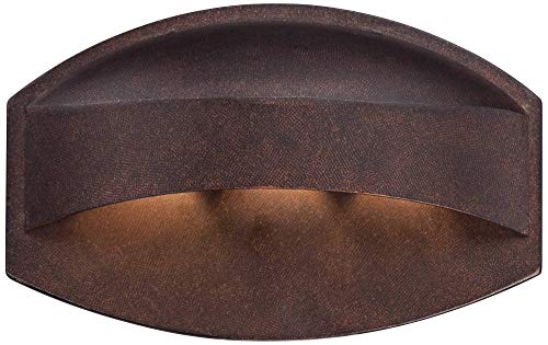 Possini Euro Design Xane Modern Outdoor Wall Light Fixture Led Bronze Metal 11" Eyebrow Curving Frame Dark Sky Design For Exterior House Porch Patio Outside Deck Garage Front Door Garden Home #TOP1