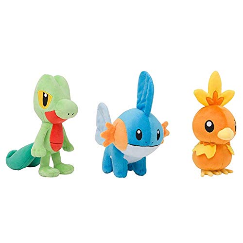 Image of JLER 3pcs Torchic Treecko Mudkip Ash Ketchum Plush Cute Anime Chick Claw Machine Doll Soft Toys