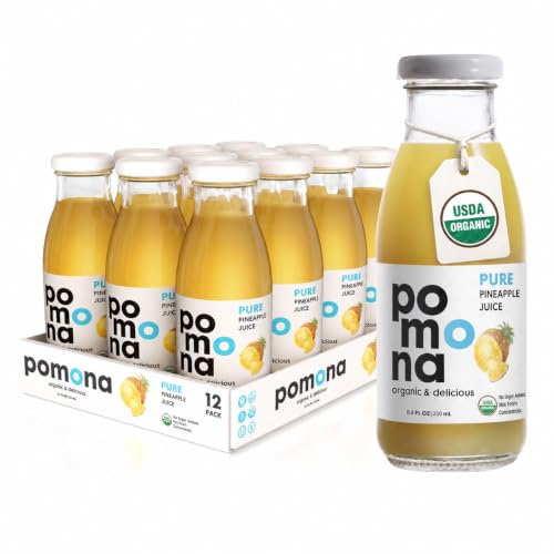 Pomona Organic Pure Pineapple Juice, No Sugar Added, 12-pack