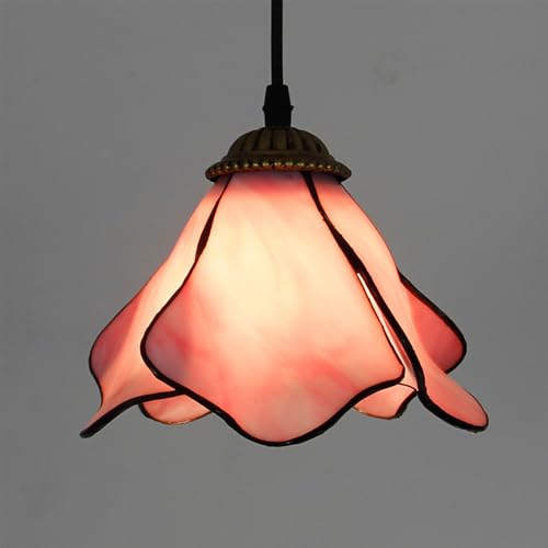 Lustre pastoral en verre teinté rose et finitions vintage Mengjay