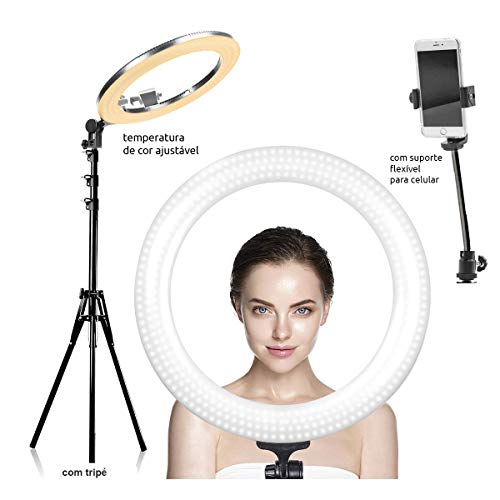 Iluminador LED Ring Light Antorium RL-14 35w com tripé 2 metros