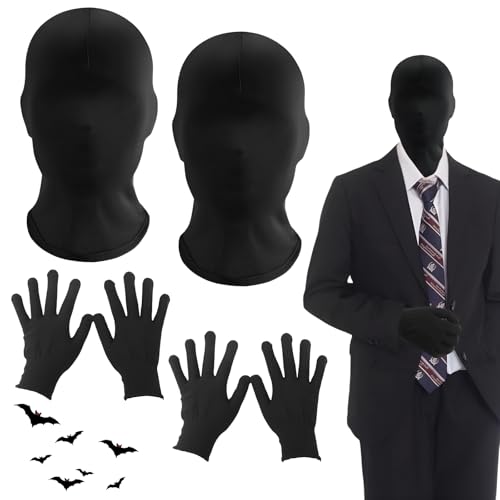 DBALL 2 Piezas Máscara Facial Completa Negra Máscara De Halloween Máscara De Cabeza Completa Transpirable Sin máscara Facial Juego de Rol Disfraz de Fiesta