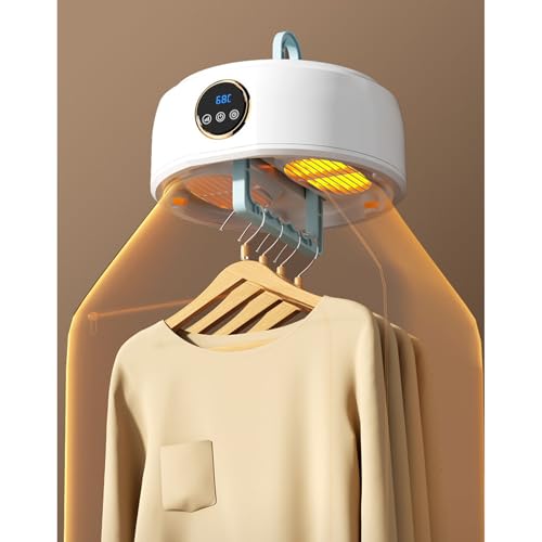 Portable Clothes Dryer, Foldable Quick Drying Low Noise Compact Electric Clothes Drying Machine Mini Clothes Dryer Portable Dryer with Quick Safety Belts for Home Travel Dorm