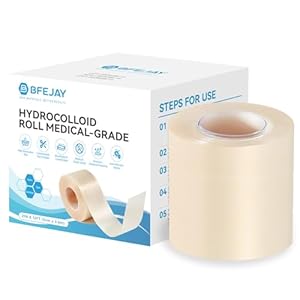 Hydrocolloid Bandages for Wound Care, Extra Large Medical-Grade Hydrocolloid Roll with Self-Adhesive, Ultra Absorbent, Flexible & Waterproof, DIY Size & Shape First Aid Kit Essential (2in*12ft)