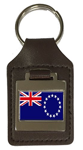 Porte-clés en cuir gravé drapeau des îles Cook accessoire trousseau durable