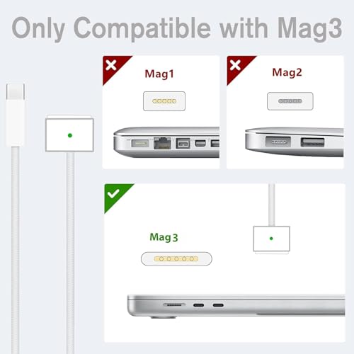 Image of Charger for Mac Book Pro 14 16 inch Mac Book Air 13 15 inch M5 M4 M3 M2 M1 2026 2025 2024 2023 2022 2021 as Original 96W /70W Fast Charger，Quality with 6.6ft USB C to mag 3 Cable (white2)