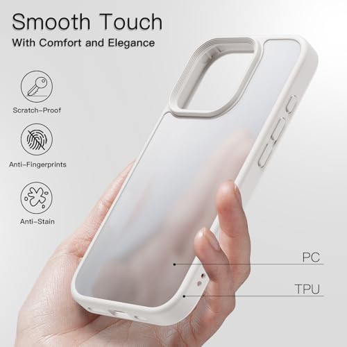 Image of JETech Matte Cover Case for iPhone 16 Pro Max 6.9-Inch, Shockproof Military Grade Drop Protection, Frosted Translucent Back Phone Cover, Anti-Fingerprint (White Titanium)