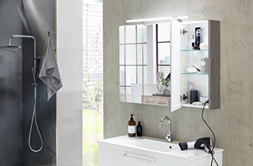 Schildmeyer Mirrored Cabinet, Wood Effect, Ash Grey, 90 cm Schildmeyer Mirrored Cabinet, Wood Effect, Ash Grey, 90 cm