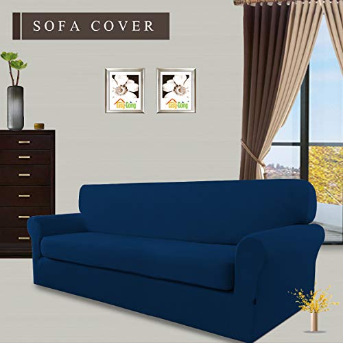 Image of Easy-Going 2 Pieces Stretch Couch Sofa Slipcover Washable