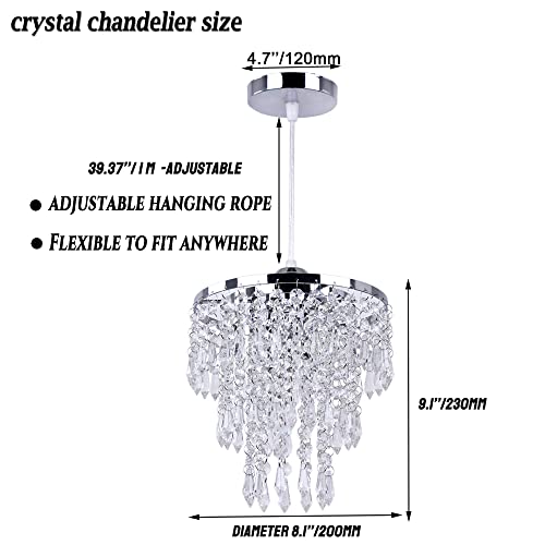 Frixchur Mini Crystal Chandelier Lighting Fixture Flush Mount Ceiling Light Shade Chrome Lampshade Crystal Pendant Light For Hallway Girls Room Closet Dining Room Bathroom E26 #TOP5