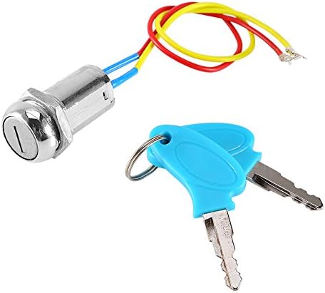 Mobility Scooter Ignition Switch, 2 Wire ignition barrel with 2 keys, Wired Electric Scooter Ignition Lock for Electric Scooter ATV Moped Kart Replacement Accessory