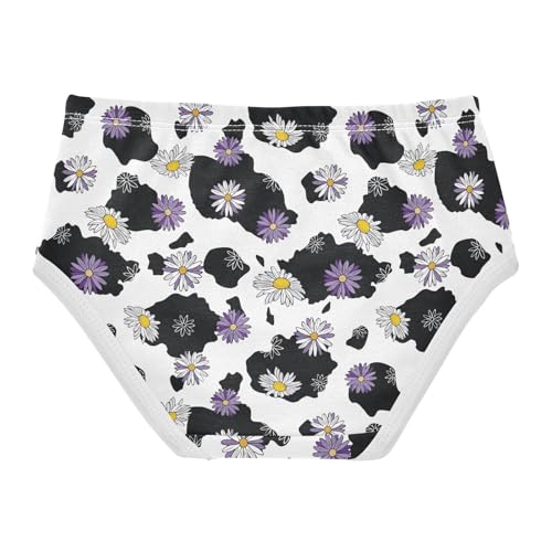 Little Girls' Soft Cotton Underwear Kids Breathable Comfort Cow Print Daisies Panties Briefs Toddler2