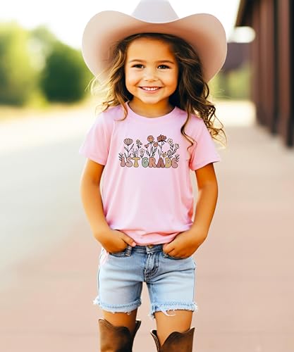 1st Grade Floral Shirt for Girls Cute Back to School Flower Graphic Tee for Kids2