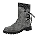 Hbeylia Boots For Women Thermal Suede Knit Splicing Lace Up Fashion Casual Round Toe Chunky Block Low Heels Non Slip Winter Snow Boots Warm Mid Calf Riding Work Dress Short Boots Womens Ankle Booties