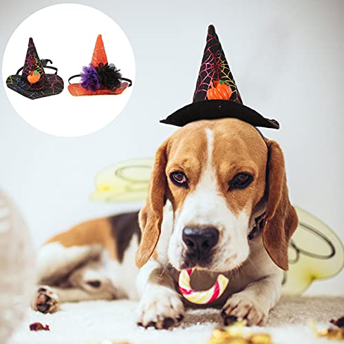 Bcoath Prop Hats Witch Headdress Novelty Adjustable Birthday Accessories Cats Halloween Puppy Gift Outfit Dog Kitten Headband Black Cosplay Pumpkin Web Spider Wizard Decoration Costume #TOP6