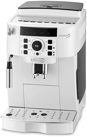 De'Longhi Magnifica S ECAM21.117.W, Automatic Coffee Machine, Adjustable Manual Milk Frother, from Bean to Cup, 2 Coffee Recipes, Temperature Control, 2 Expresses Simultaneously, White