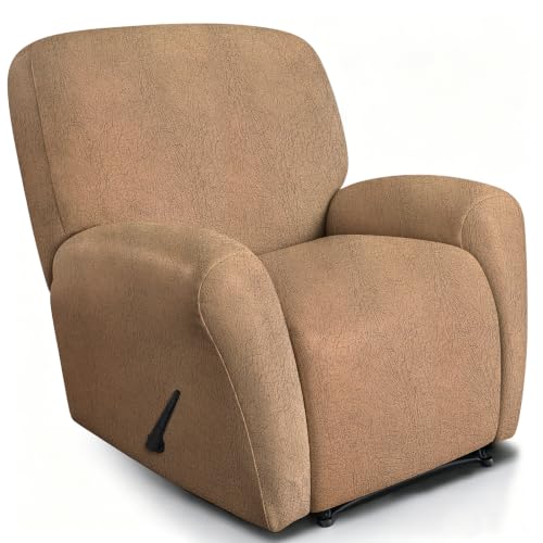 Image of ANARACHON Leather Like Recliner Chair Covers Heavy Duty, 4 Pieces Recliner Cover for Recliner Chair, Leather Cover for Recliner slipcovers Washable for Pets (256Brown)