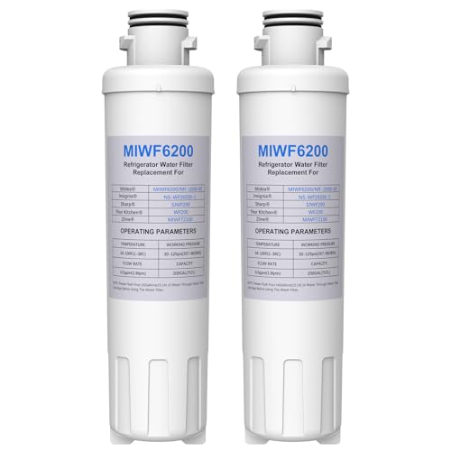 MIWF6200 Compatible with Midea MRQ22D7AST MRS26D5AST MRS26D7AST Refrigerator Water Filter MF-2008-R2, Insignia NS-WF26SS0-1, Sharp SJWF200, Zline MIWFT2100 RFM-W-FILTER, Thor Kitchen WF200 (2 Pack)