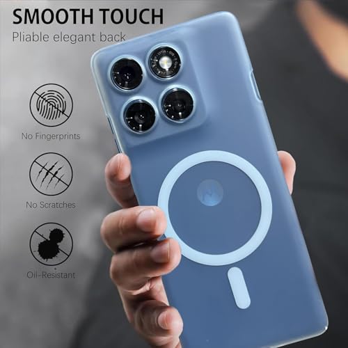 Image of DIZORO Matte Case for Motorola Edge 60 Pro Compatible with MagSafe, Camera Lens Full Protection, Shockproof Translucent Frosted TPU Soft Phone Cover, Anti-Fingerprint (Sierra)