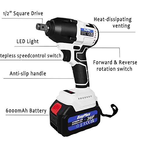 Yiyai Akku Schlagschrauber 420Nm Drehmoment, 3200 RPM, Bürstenloser Motor Akkuschrauber 21V Akku Bohrschrauber mit 2x6.0Ah Akku, 4 Stecknüsse, 5 Bohrer, 13 Schrauben – Bild 3