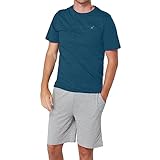 Ajuste a medida: nuestro cómodo pijama corto de cintura elástica acanalada con cordones para hombre ofrece la mezcla perfecta de estilo y comodidad. Con una cómoda cintura elástica y equipada con cordones, este diseño garantiza un ajuste seguro y personalizado. Ya sea que estés durmiendo o descansando, puedes disfrutar de una comodidad absoluta con la flexibilidad para ajustar la cintura a tu preferencia.