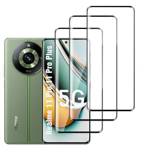 QZJinch 3 Piezas,Protector Pantalla para Realme 11 Pro,Ultra Transparente,3D Cobertura Completa,Antiarañazos, Antihuellas,Sin Burbujas, Dureza 9H