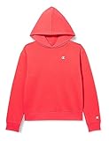 Logo stampato Champion Legacy Basics G - Ultralight Powerblend Fleece, Felpa Con Cappuccio Bambine E Ragazze, Rosso Fluo Teb, 13-14 anni