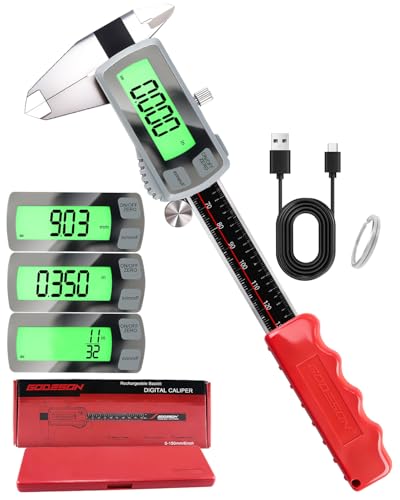 6" Digital Caliper, USB-C Rechargeable Electronic Caliper, 0–150m...