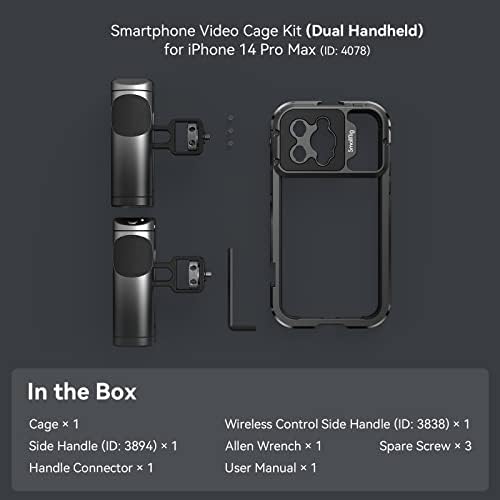 SMALLRIG Video Rig Kit for iPhone 14 Pro Max with Wireless Control Handle, Aluminum Portable Video Kit, Video Rig for iPhone 14 Pro Max - 4078