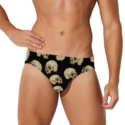 Skull and Bones Mens Swim Briefs Quick Dry Swimming Trunks Training Swimsuit Low Rise Swimwear