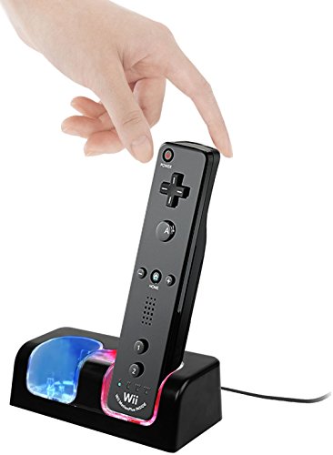 GPCT Wii Remote Dual Charger Dock with 2 Rechargeable Batteries & Docking Station + LED Lights for Wii Remote Control (Nintendo Wii (Black/1 Pack)) GPCT Wii Remote Dual Charger Dock with 2 Rechargeable Batteries & Docking Station + LED Lights for Wii Remote Control (Nintendo Wii (Black/1 Pack))