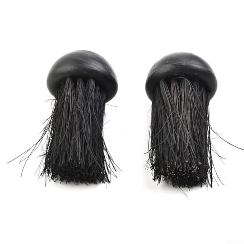 Lot de 2 têtes de brosse rondes de rechange pour cheminées Companion Set avec poils en noix de coco et poignée en plastique pour filetage de 1,9 cm