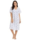 REEVE Ropa de Noche para Mujer con Flores para Incontinencia Camisón de Espalda Abierta para Hospital Camisón para Problemas de Continencia Vestido de Maternidad Camisones de Polialgodón para Mujeres