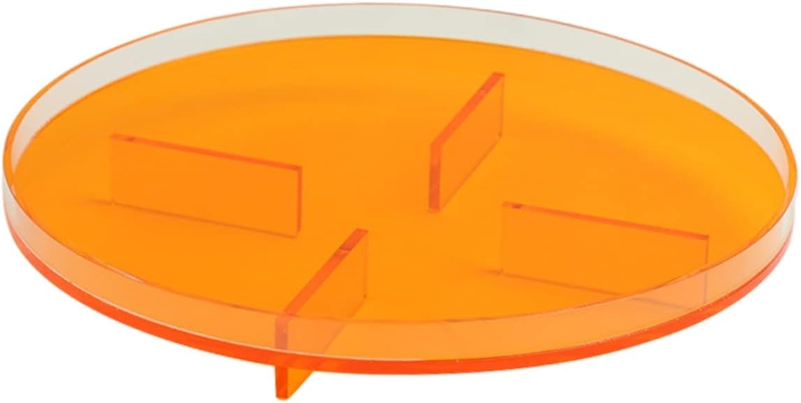 Acrylic Orange Jewelry Display Tray, 7" Round, 4 Compartments