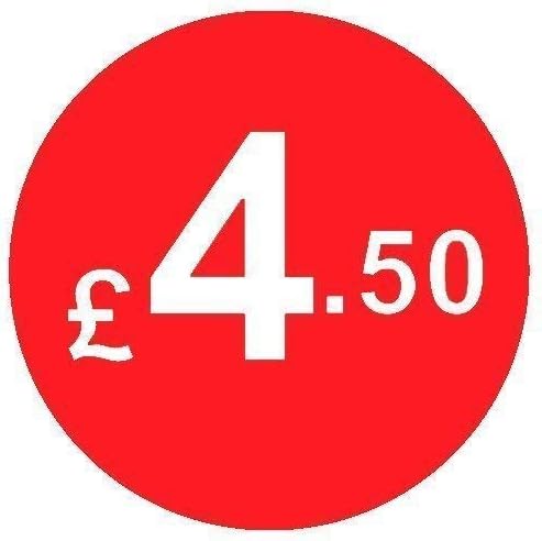 from 99p to £10 - Pack of 200 Red 20mm Price Stickers/Sticky Labels (Red £1)