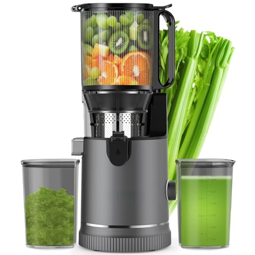 Extracteur de Jus – Slow Juicer avec Goulotte XL 147 mm et Moteur 400 W, Rendement Élevé et Préservation des Nutriments, Capacité 1,8 L avec 2 Verres, Sans BPA, Pour Fruits et Légumes Entiers