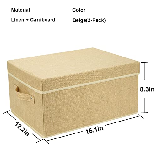 Livememory Storage Bins With Lids - Decorative Storage Boxes With Lids For Organizing, 16.1In/12.2In/8.3In, Beige, 2-Pack #TOP3