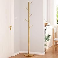 Metal Coat Rack with 8 Hooks - Tree Branch Design for Coats Hats Scarves - Sturdy Floor Stand for Entryway Living Room