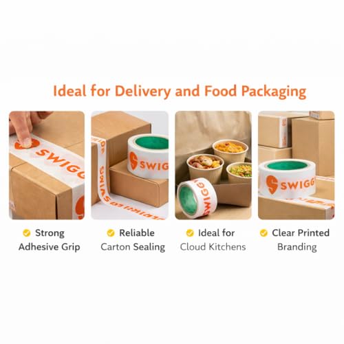Image of Swiggy Food Packing Tape (2 Inch X 65 Meter in | Pack of 6