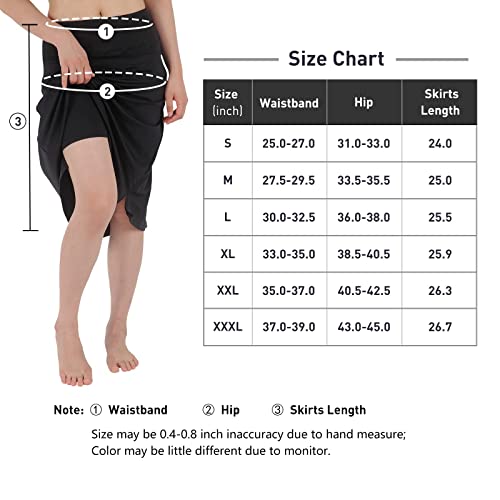 Womens Skorts Modest Knee Length Skirts Athletic Midi Active Running Skirtblack Large #TOP5