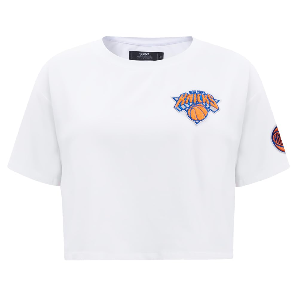Womens NBA Classic Chenille Cotton Short Sleeve Boxy Tee White