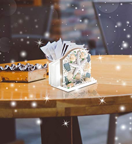 Cota Global Oceanic Napkin Holder - Nautical Themed Napkin Holder With Starfish And Seashells, Beach Napkin Holder Decor For Tabletop, Novelty Starfish Wooden Figure, Coastal Table Decor Centerpiece #TOP3