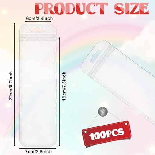 Image of 100 Pieces Pen Packaging Bags Pen Bags for Packaging Clear Pen Bag for Bead Pens Resealable Zipper Pouch Bag for Packaging Lipgloss, Jewelry, Cosmetic,Candy 2.8 x 8.7 Inches